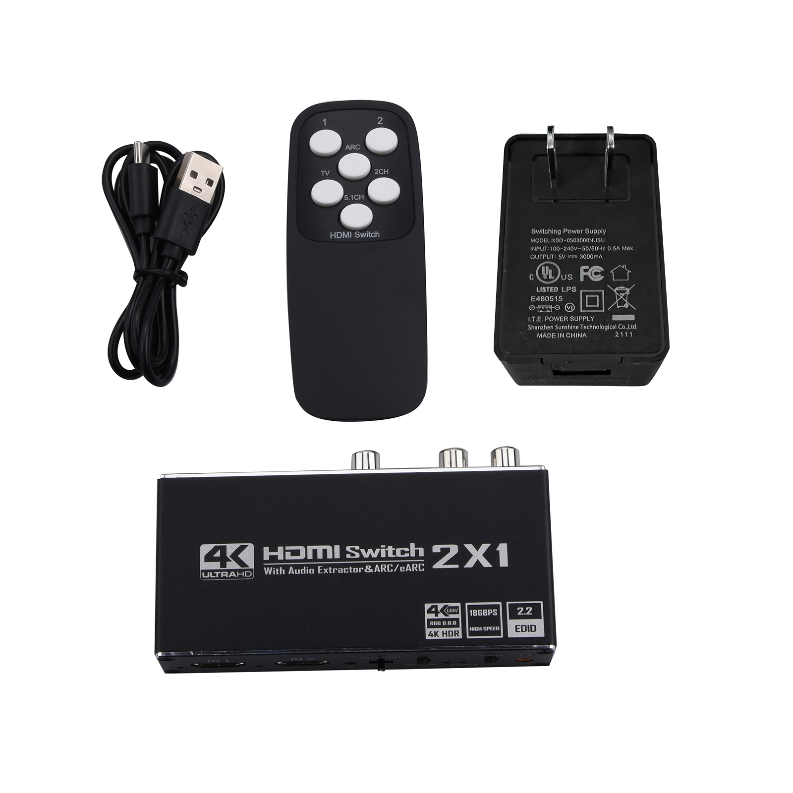 HDMI Audio Extractor Splitter 4K 2 In 1 Out HDMI ARC Audio
