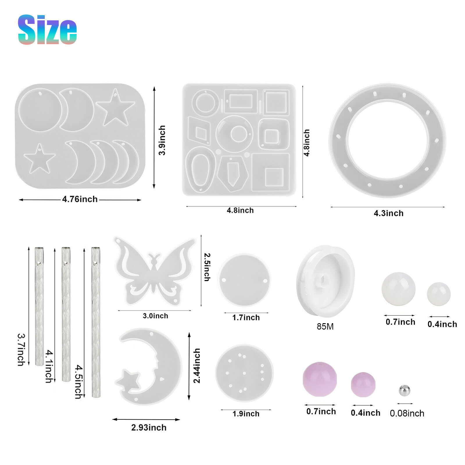 35PCS DIY Silicone Resin Mold Jewelry Casting Epoxy Pendant Tray Mould  Craft Kit