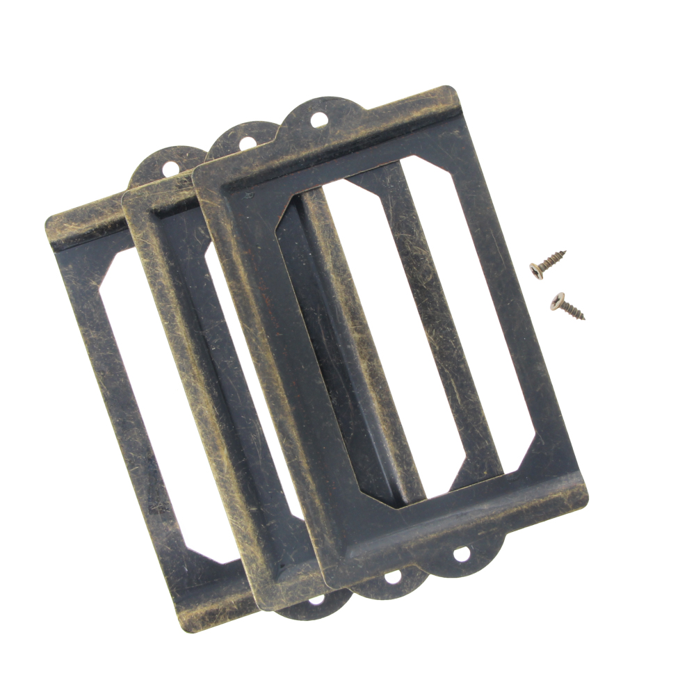 3pcs Antique Label Holder Metal Name Card Tag Frame Furniture