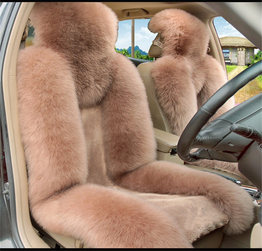 Pair Australian Sheepskin Fur Fluffy Car Front Seat Cover Winter Pair Australian Sheepskin Fur Fluffy