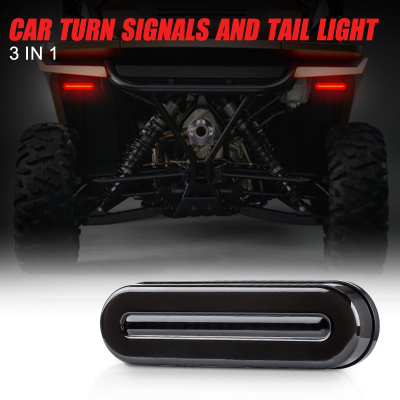 Universal LED Motorcycle Stop Brake Tail Light – Flowing Turn Signal, Smoke Lens, 12-30V