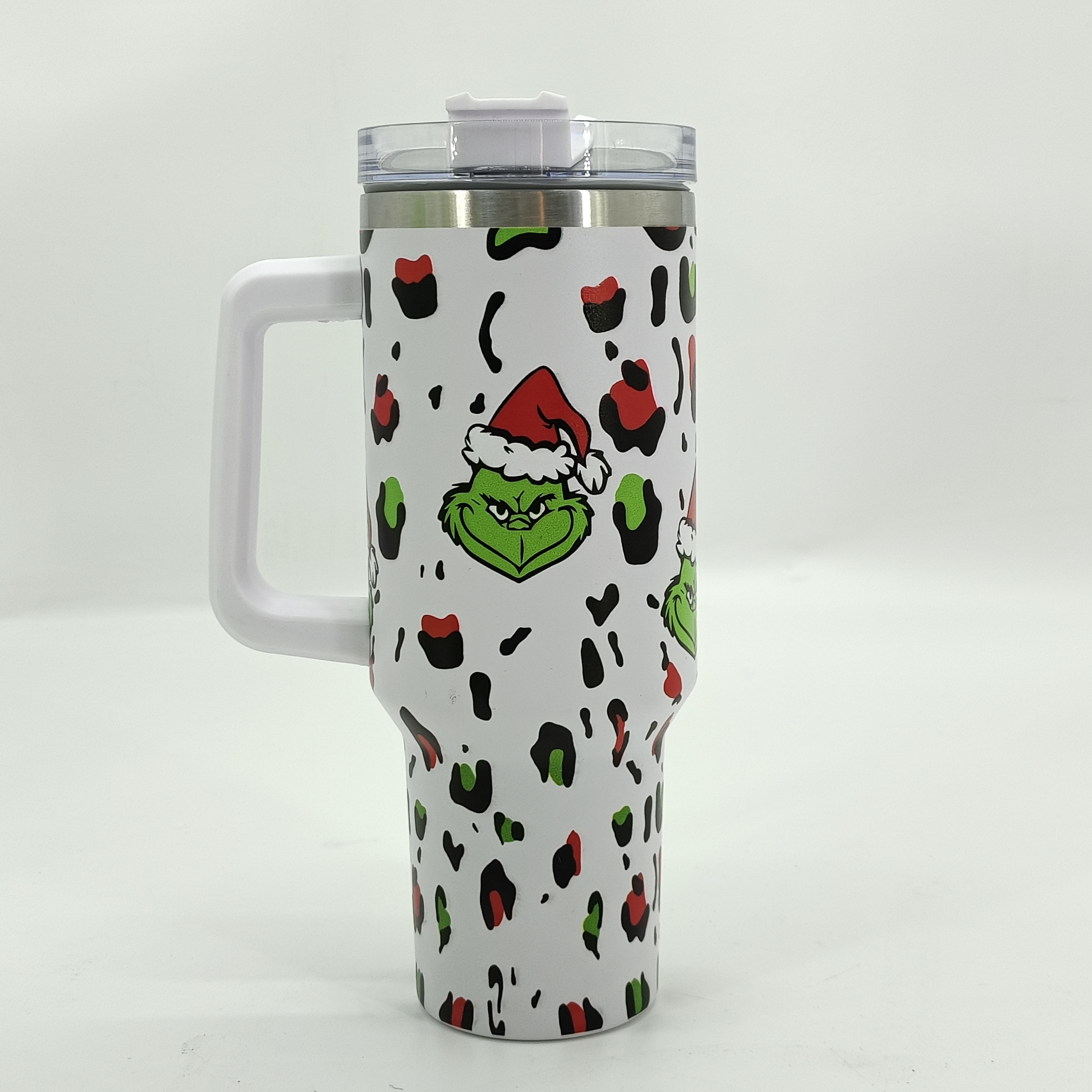 1pc 40oz Christmas Cup With Handle And Straw Lid, Stainless Steel 1200ml  Travel Mug With Christmas Pattern, Large Capacity Water Cup, Christmas Gift  For Men And Women
