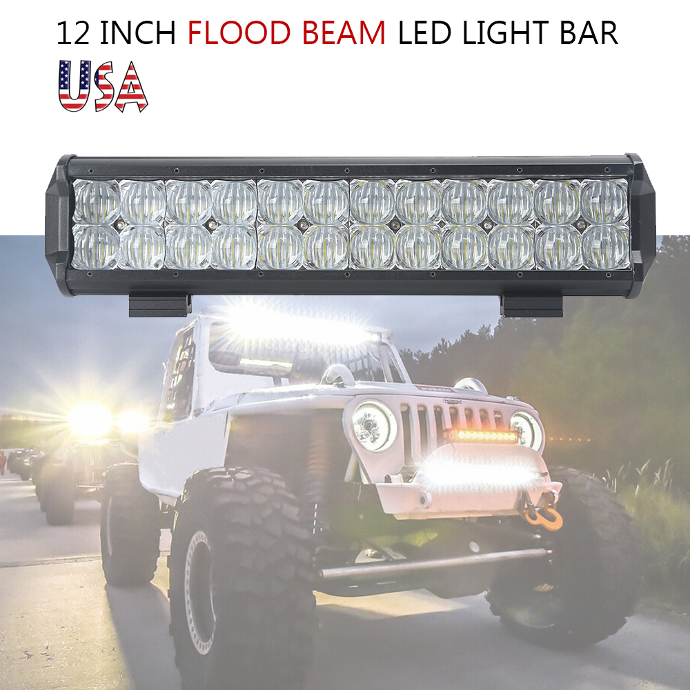 2x 12inch 168W CREE LED Light Bar Flood Spot Offroad ATV 4WD Driving UTE SUV 12V