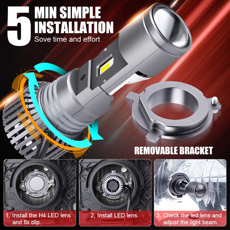 Mini H4 9003 Bi LED Projector Len Hyperboloid Matrix Headlight Retrofit Mini H4 9003 Bi LED Projector Len Hyperboloid Matrix Headlight Retrofit