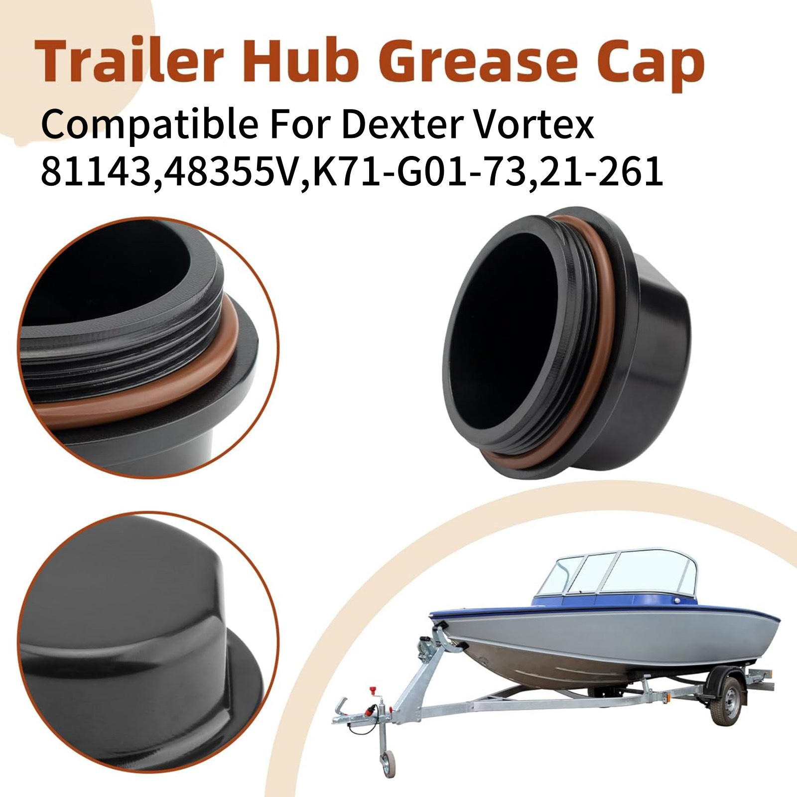 「hasutec」 21-261 Hub Dust Cap Replacement For Dexter/Tie Down Vortex Hubs 5