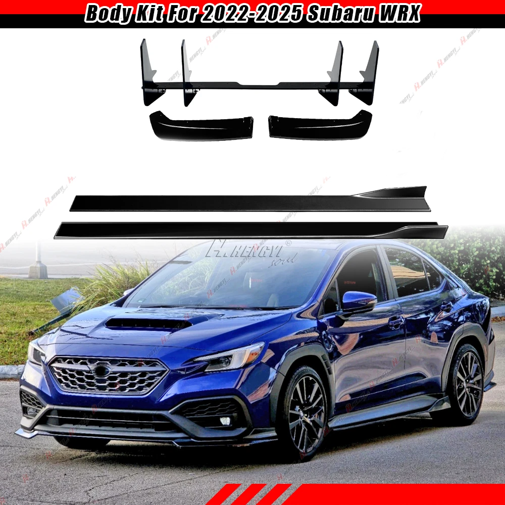 For 2022-2026 Subaru WRX Gloss Blk Side Skirts+Rear Diffuser+ Rear