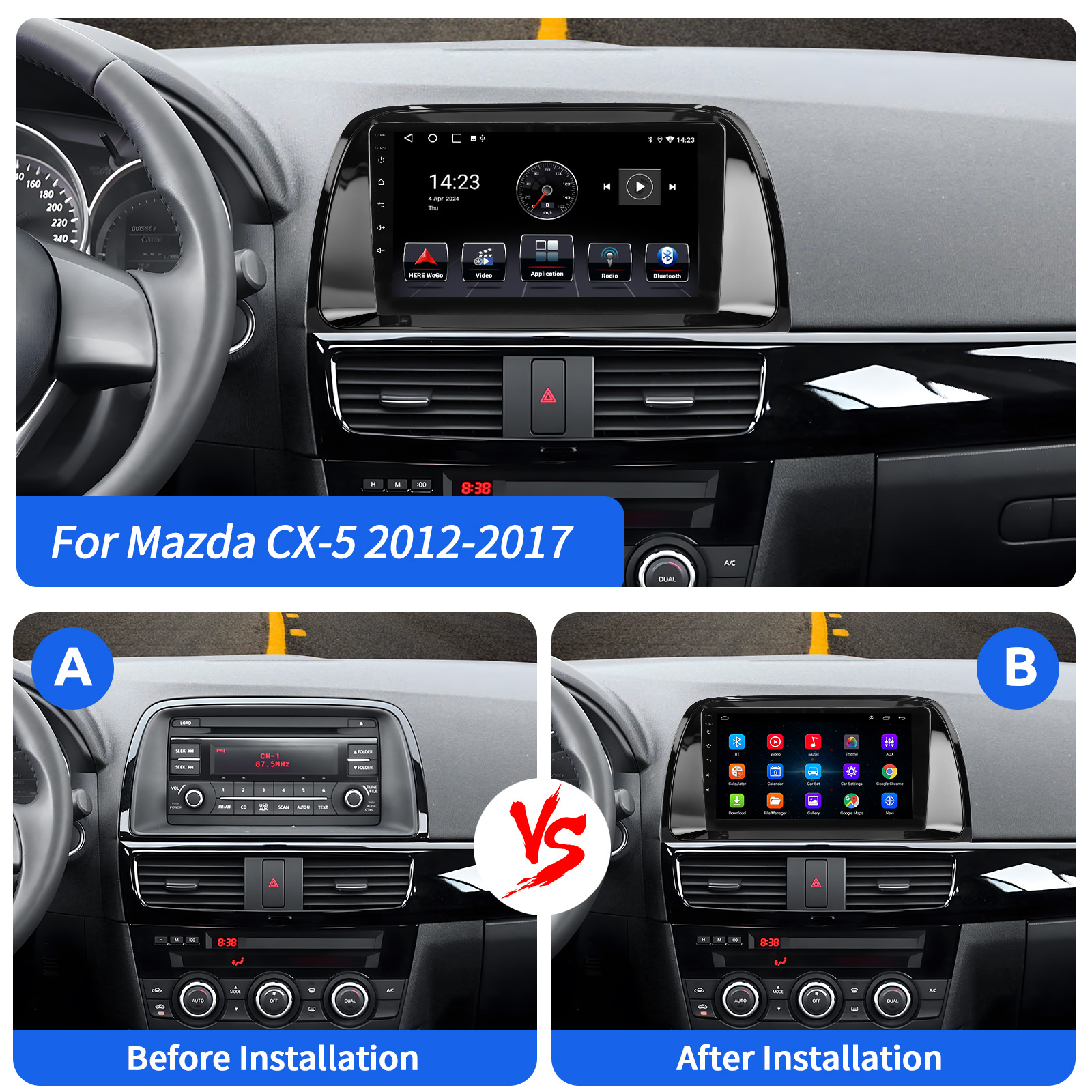 CX-5専用 Androidナビ 2012〜2015年式 For Mazda CX5 2012-2016 Android 14 Car Stereo GPS Radio