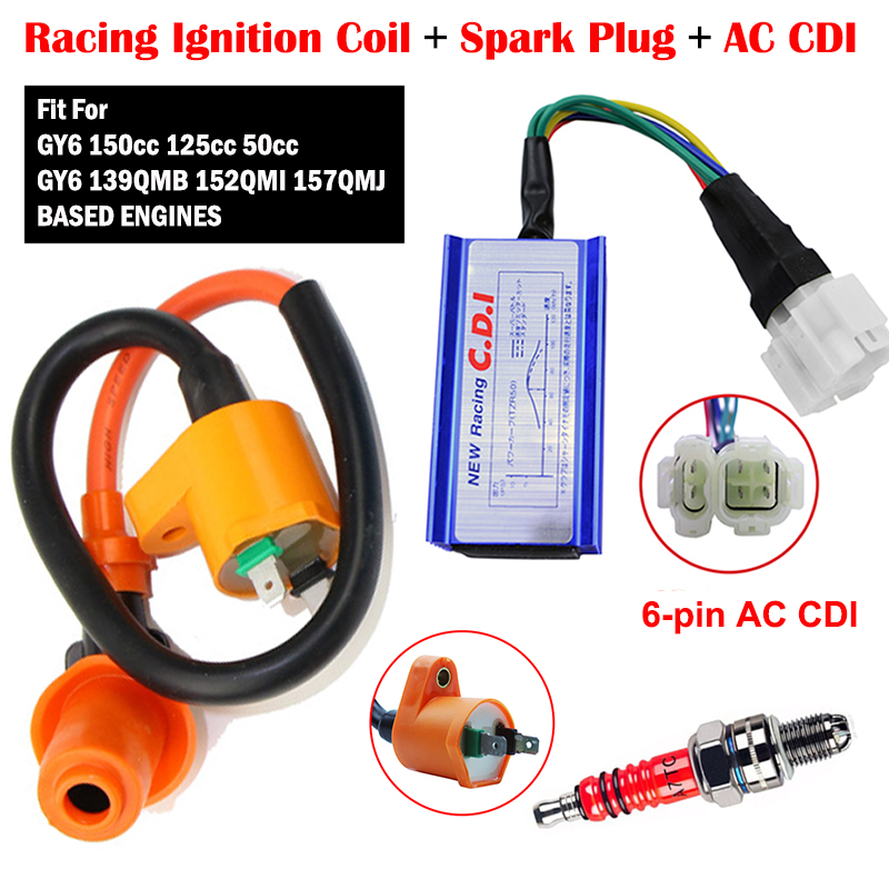 Spark Plug Fit Gy6 150cc 125cc 50cc Ignition Coil Racing Performance CDI