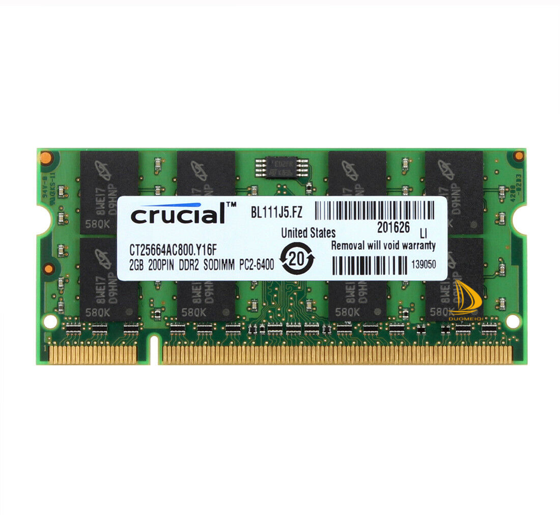 Crucial 8GB 4GB 2GB 2RX8 PC2-6400 DDR2-800MHz 200pin SODIMM Laptop