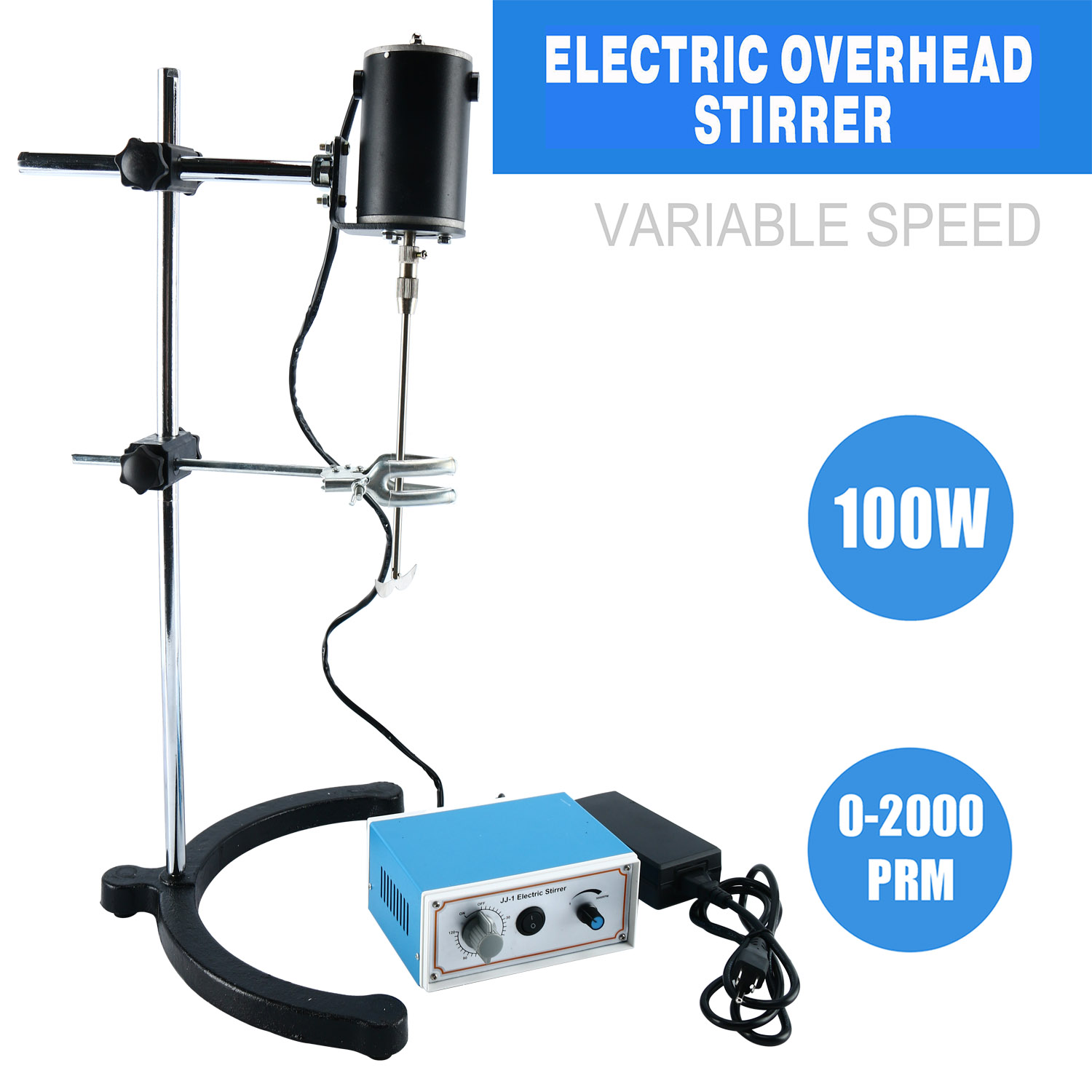 100W Height Adjustable Electric Overhead Stirrer Mixer Lab Mechanical