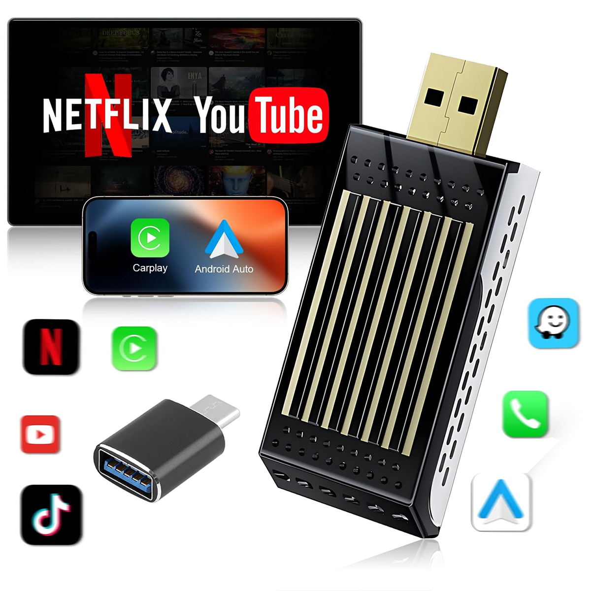 Adattatore Wireless Android Auto Ed Apple Car Play per Ford Kuga 3