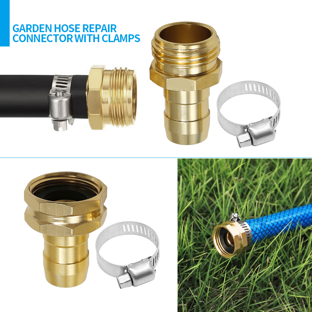 3 Set 1/2"Garden Brass Hose Mender End Repair Kit Hose Male Female