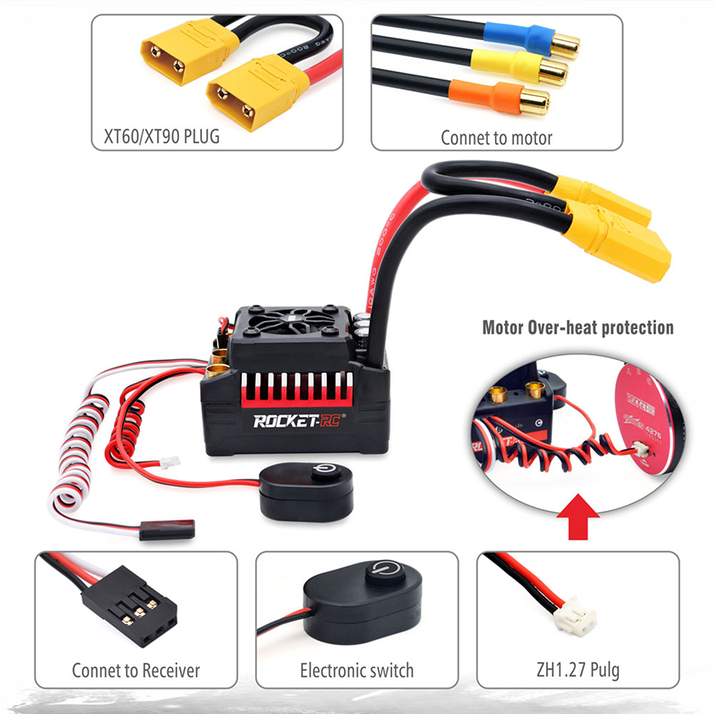 SURPASSHOBBY Rocket RC 130A ESC Brushless 160A ESC 4S for 1/7 1/8