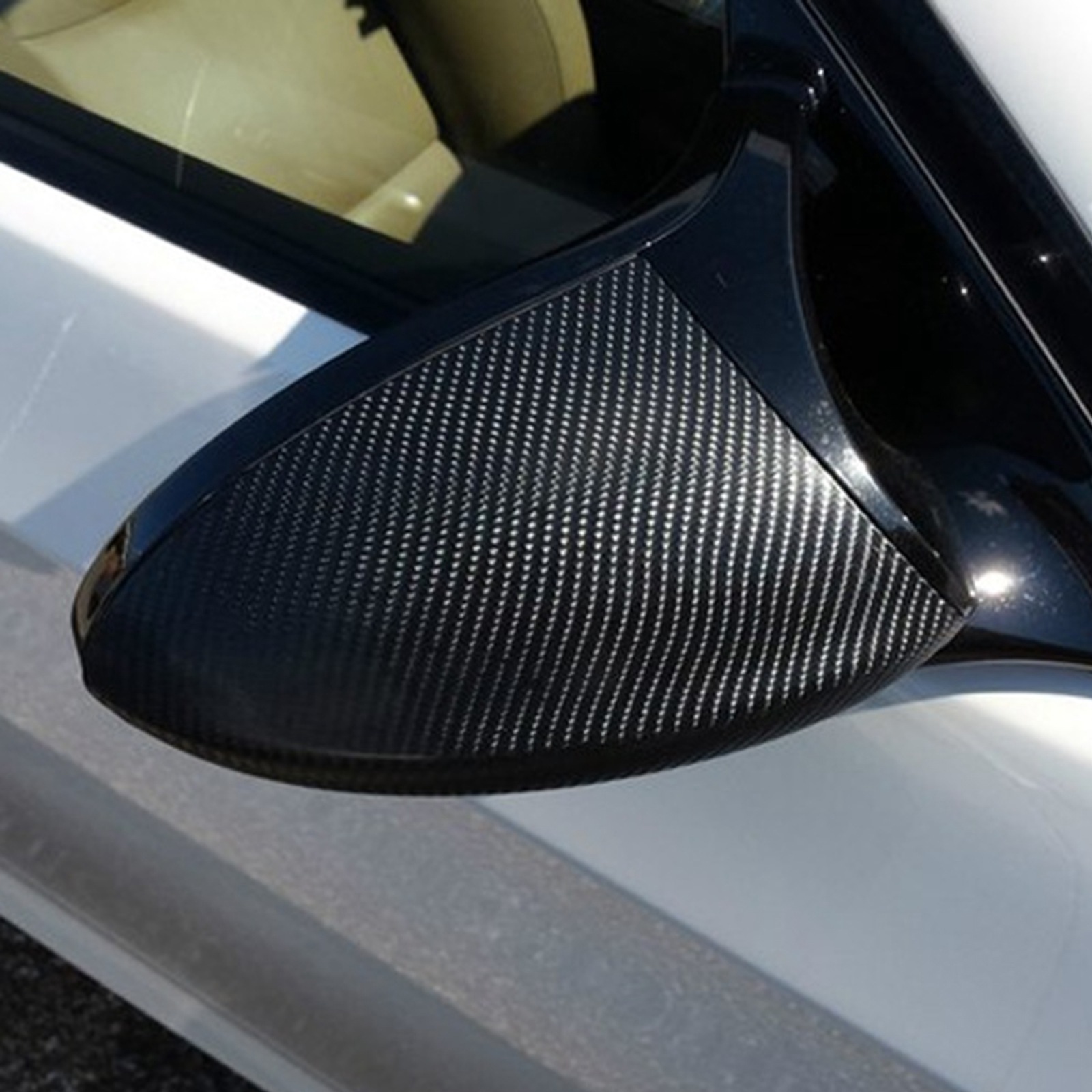 Hans Tek Real Carbon Fibre Mirror Caps For BMW M3 E90 E92 E93 & 1M – Self-Adhesive Covers