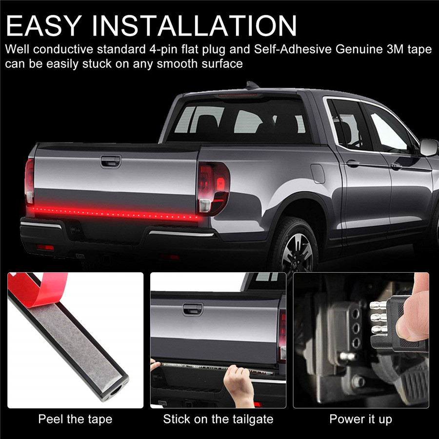 48/" Trunk Tailgate 3 Colors LED Light Bar For Reverse Brake Turn Signal Tail