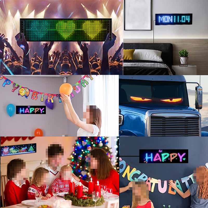 YedZen Pixel Art Digitaler Bilderrahmen, 32x32 RGB 128 x131mm Programmierbares LED Panel, USB Auto Bluetooth Led Anzeigetafel Schild für Auto, Geschäft, Hotel