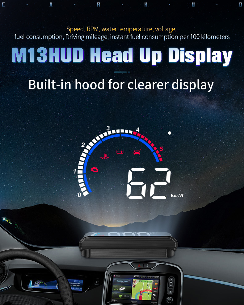 Head Up Display Car HUD Universal 3.5-inch 2 Colour Screen with OBD2  Connector : : Electronics