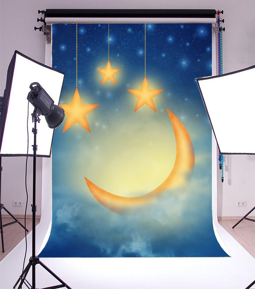 Flashing Stars Background Blue Sky Backdrop Vinyl Baby Photography