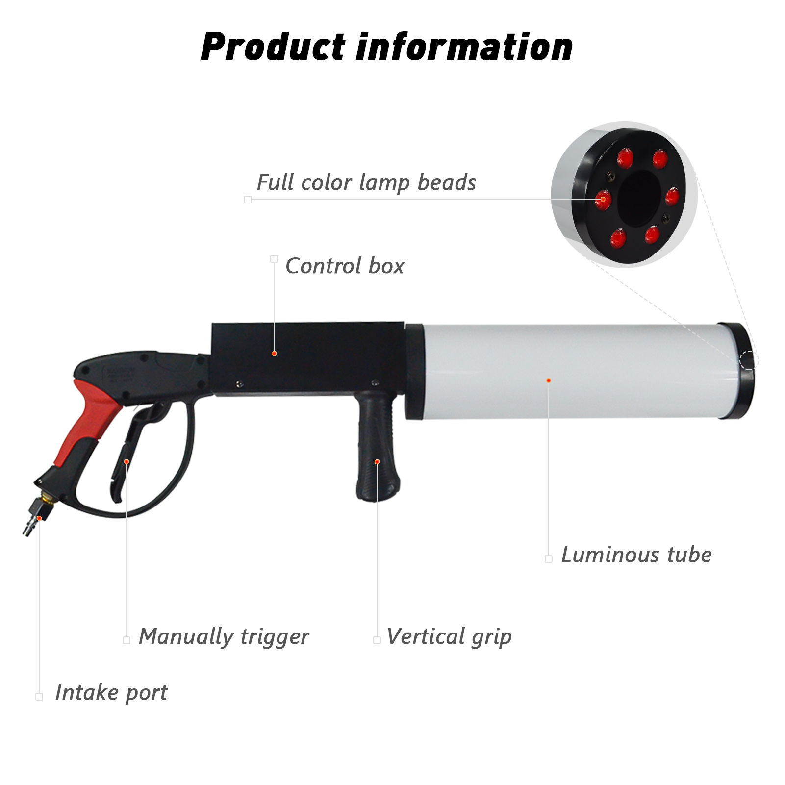 CO2 Cannon Fogger Smoke GunHandheld Led CO2 Gun RGB Jet Machine Special ...