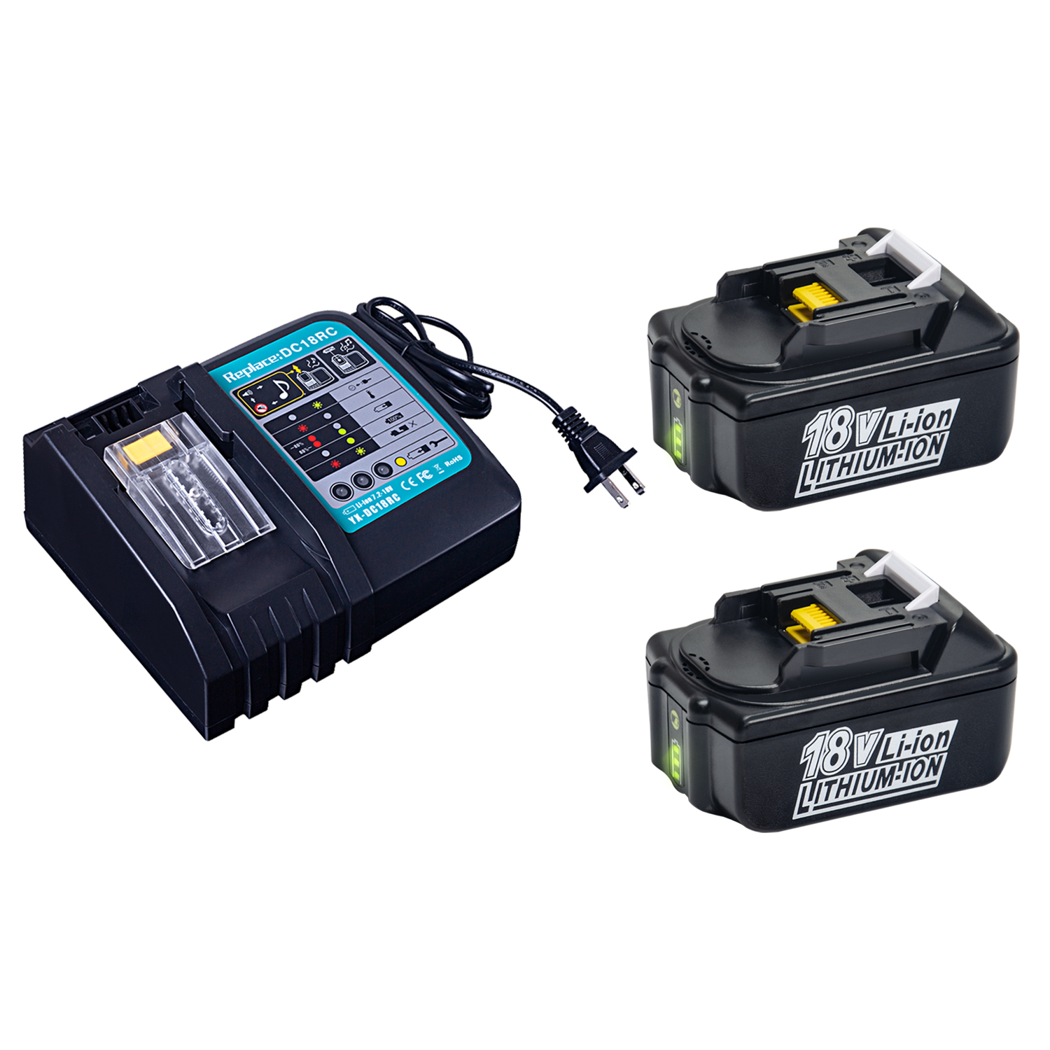 2 Pack For Makita BL1850B 18V Battery 5.0 AH LED Gauge 18 Volt LXT-400 BL1850B-2