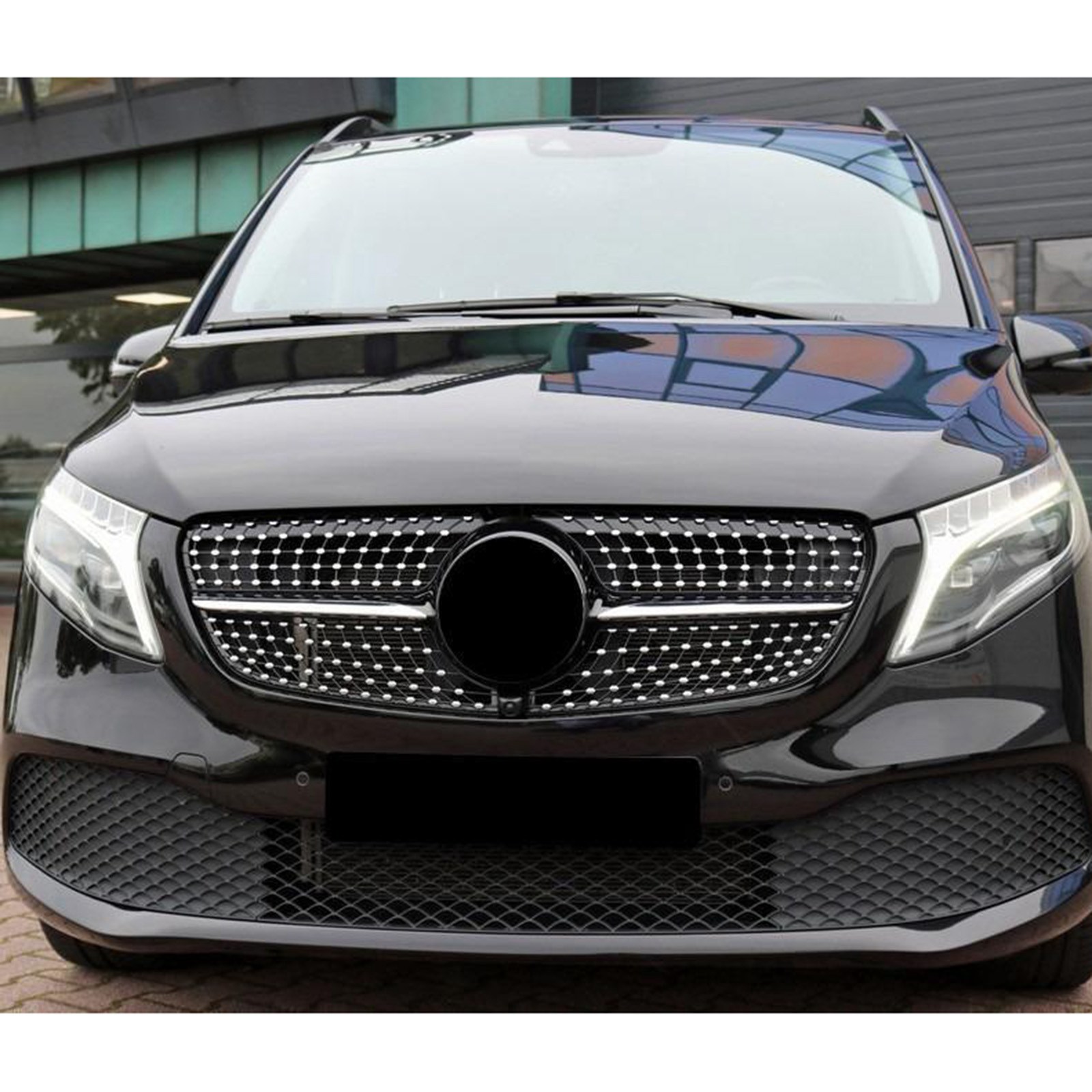 Front Grill Bumper Grille Black Fit Mercedes-Benz V-Class W447 21
