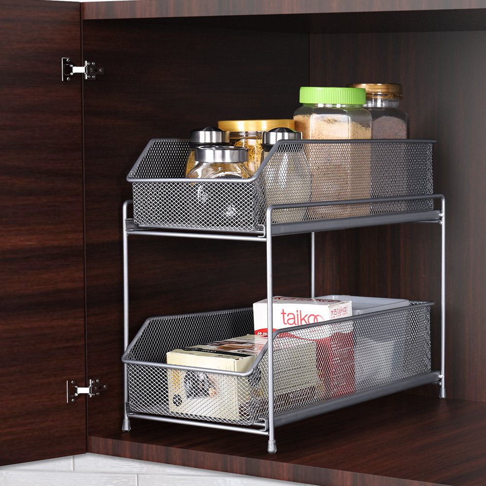 Details About Nex 2 Tier Sliding Basket Organizer Metal Mesh Drawer Kitchen Silver Details About Nex 2 Tier Sliding Basket Organizer Metal Mesh Drawer Kitchen Silver