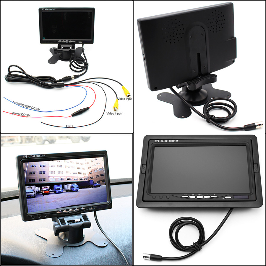 7INCH Split Monitor Screen+4x Backup Camera DVR Video Recorder HD 800*480P 1+4