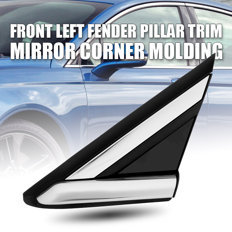 thumbnail image 2 of Front Left Fender Pillar Trim Mirror Corner Molding – Fits 2013–2018 Ford Fusion – Black & Chrome 2 of 3