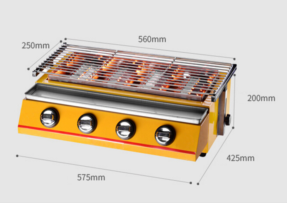 4 Burners Bbq Barbecue Gas Grill Outdoor Environmental Smokeless Nonstick Coated Ebay