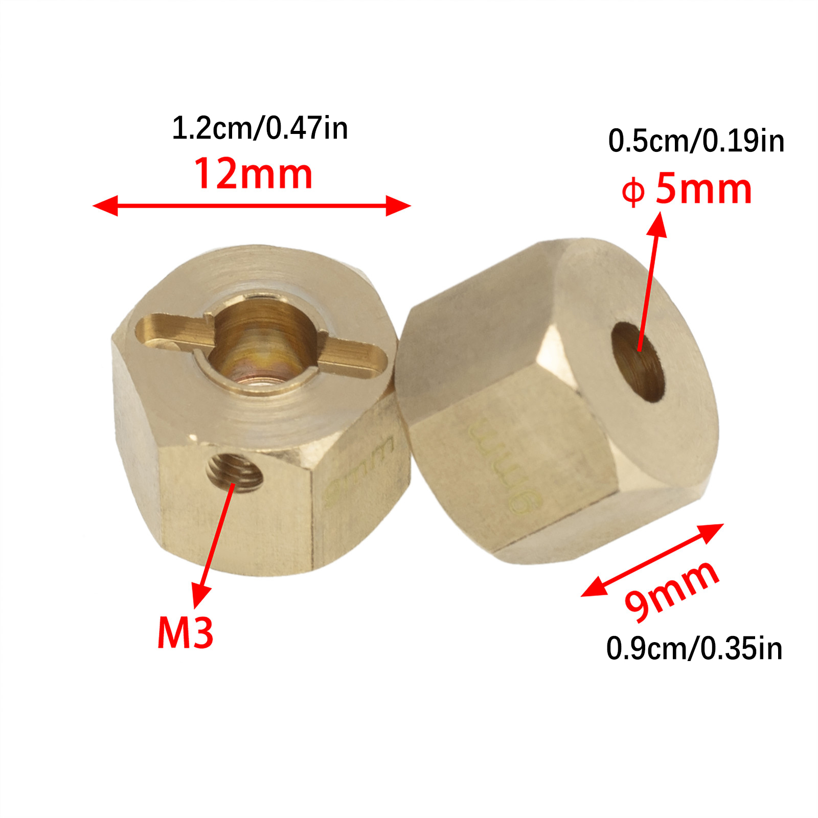 Lot De 4 Adaptateurs Hexagonaux En Laiton 12 Mm – Épaisseur 8 Mm – Pour Axial SCX10, RR10, RGT 86100, MST GEN 8 – RC Crawler 1/10