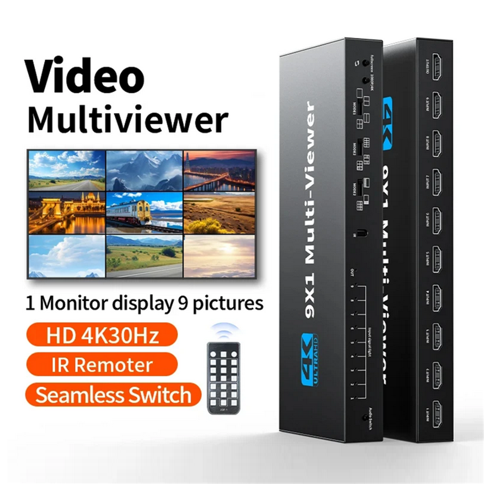 HDMI 9x1 Multiviewer 4K 9 In 1 Out 1080P Screen Multi-Viewer
