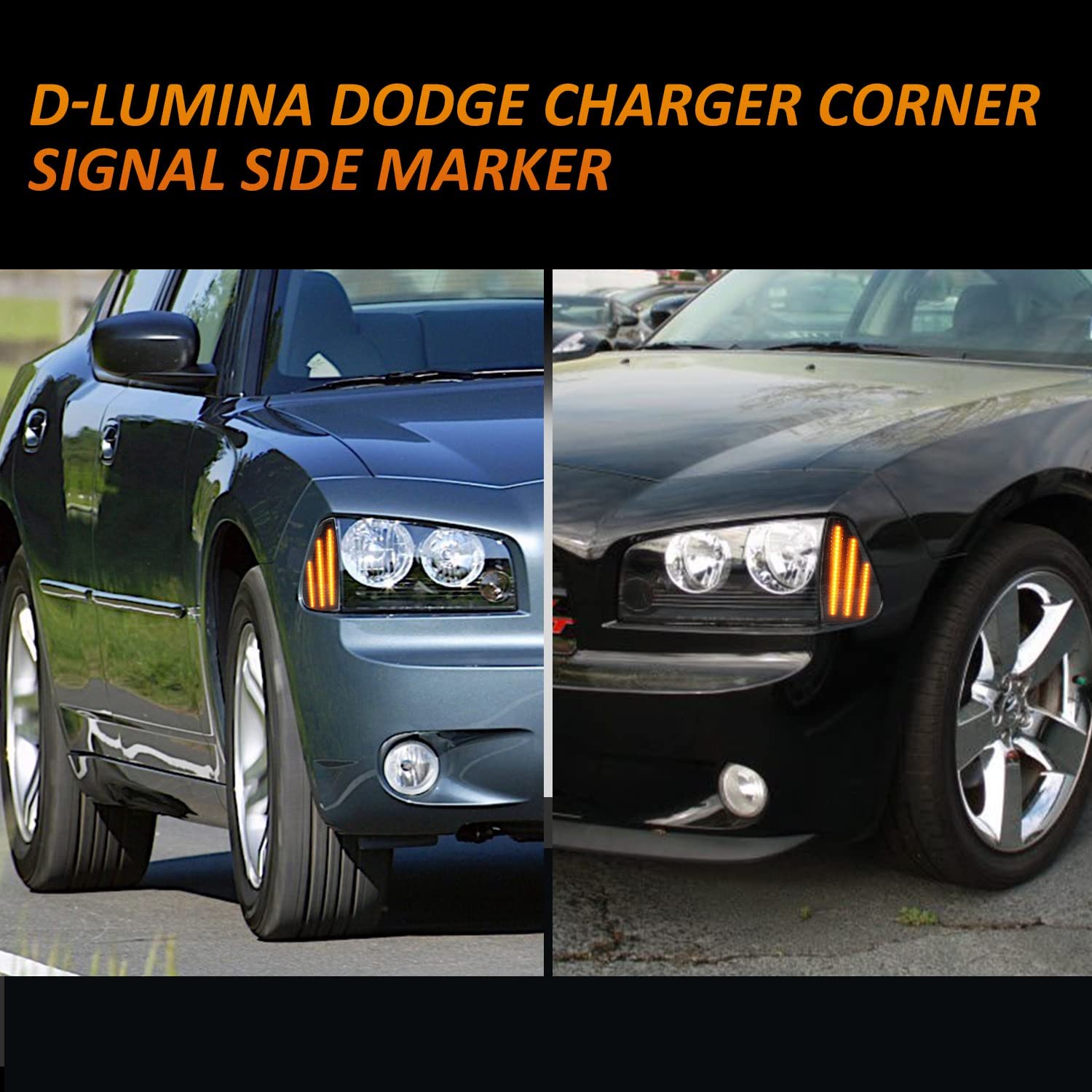 Fit 2006-10 Dodge Charger Smoke Lens LED Side Marker Lights Signal Corner Lights