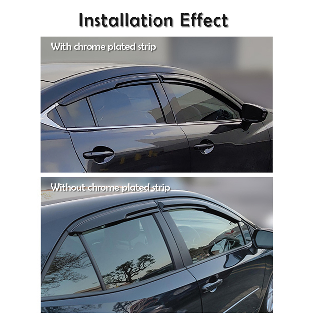 Viseras De Ventana Estilo Mugen 3D Para Toyota Prius XW60 2023-2025 - 4 Piezas, Tintadas Humo, Adhesivas