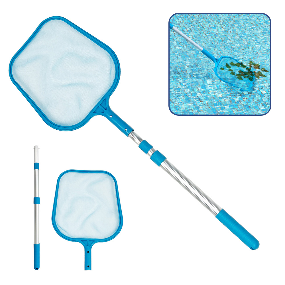 Pool skimmer net head with pole