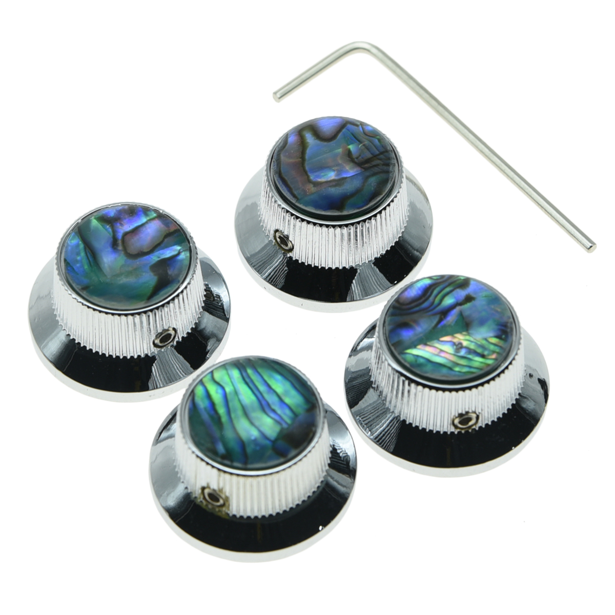 4Pack Chrome Abalone Top Guitar Metal Top Hat Bell Knobs for 6mm Pots Set Screw eBay