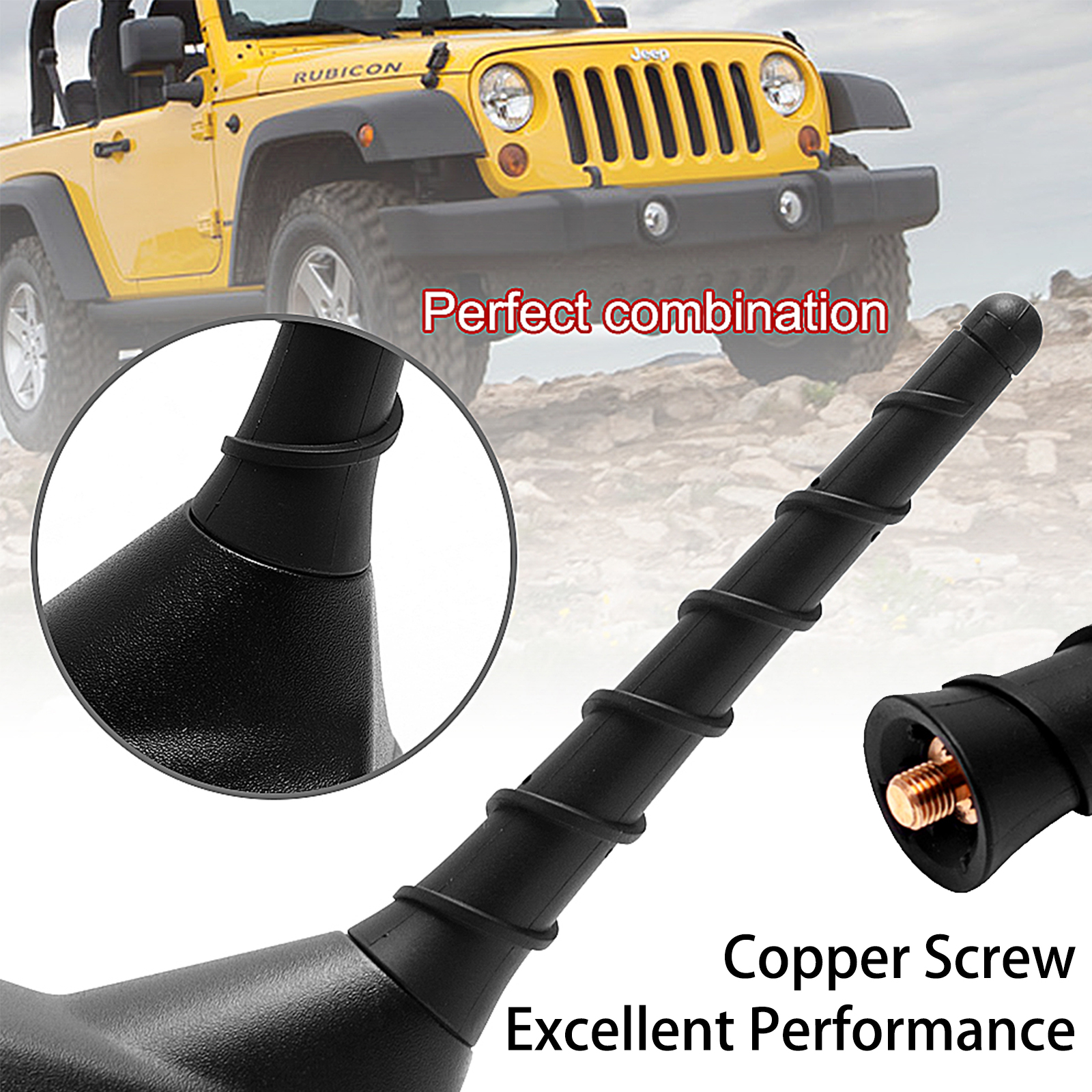 7 Inch Direct Replacement Removable Black Rubber Radio Antenna MAST Compatible with Jeep Wrangler JK JL,Cherokee,Liberty,Compass,Renegade Models 2007-2019