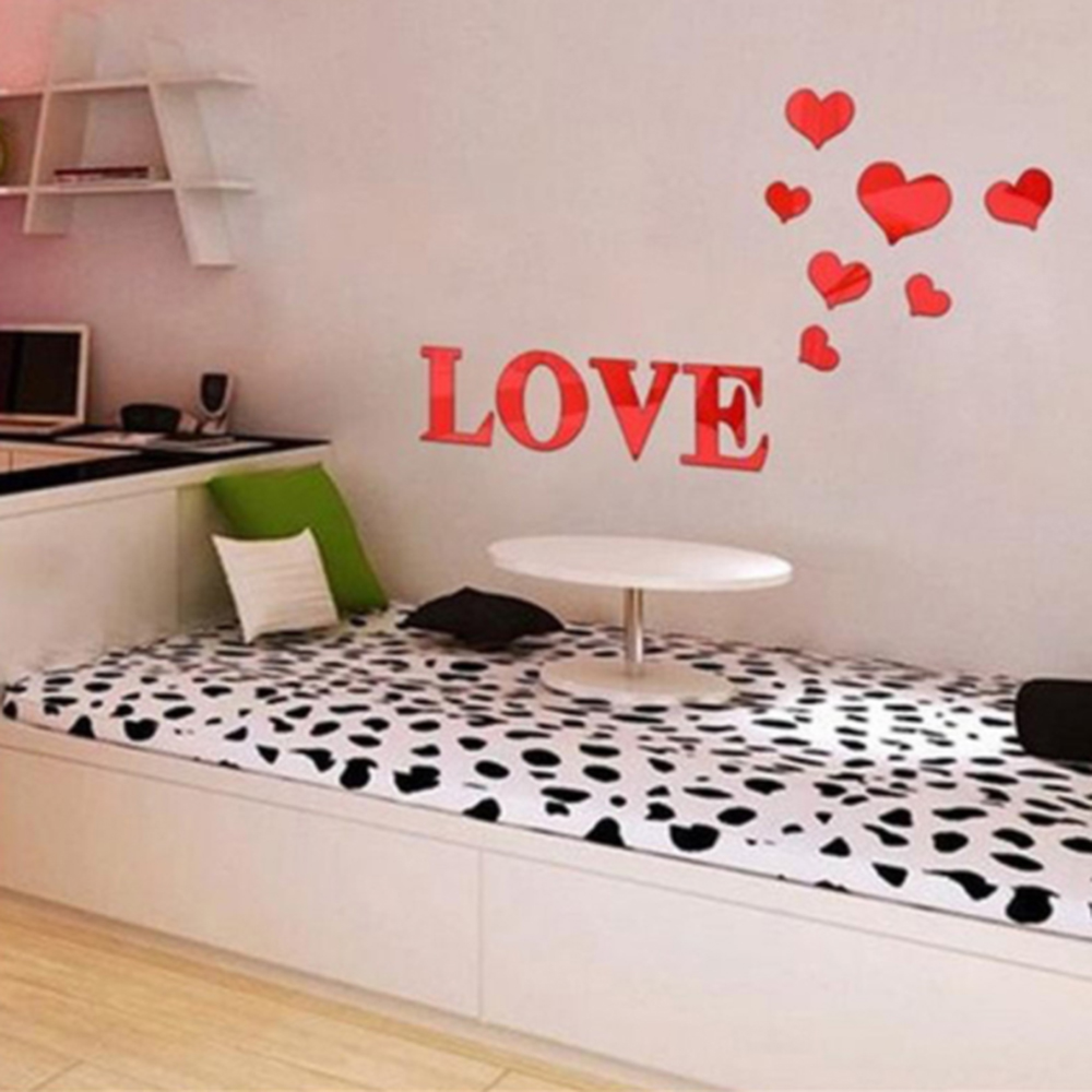 Details about   Decorative mirror wall sticker DIY love letter heart background home decoration 