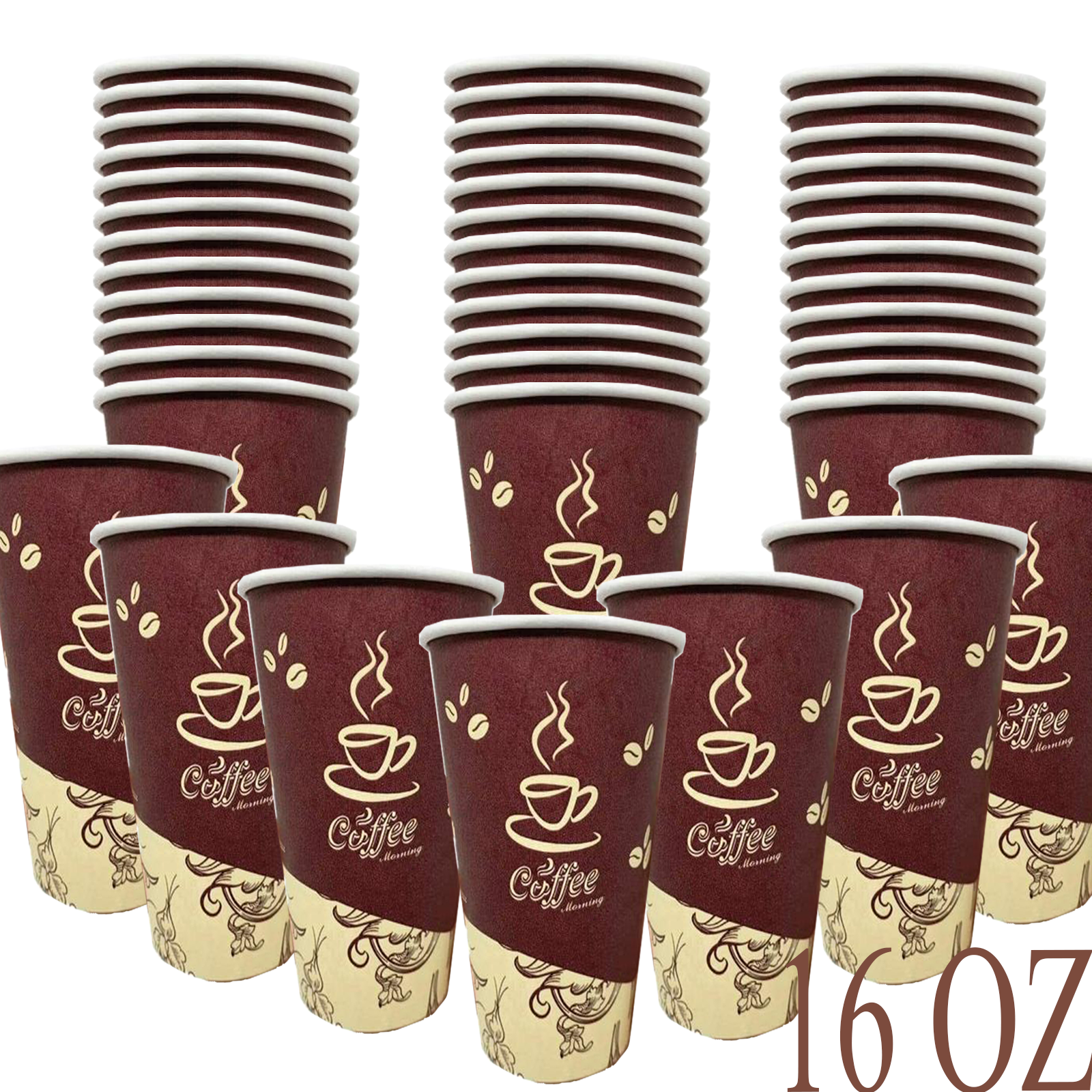 Case of Paper - 16 oz. - Disposable - Coffee Bean Pattern - Hot