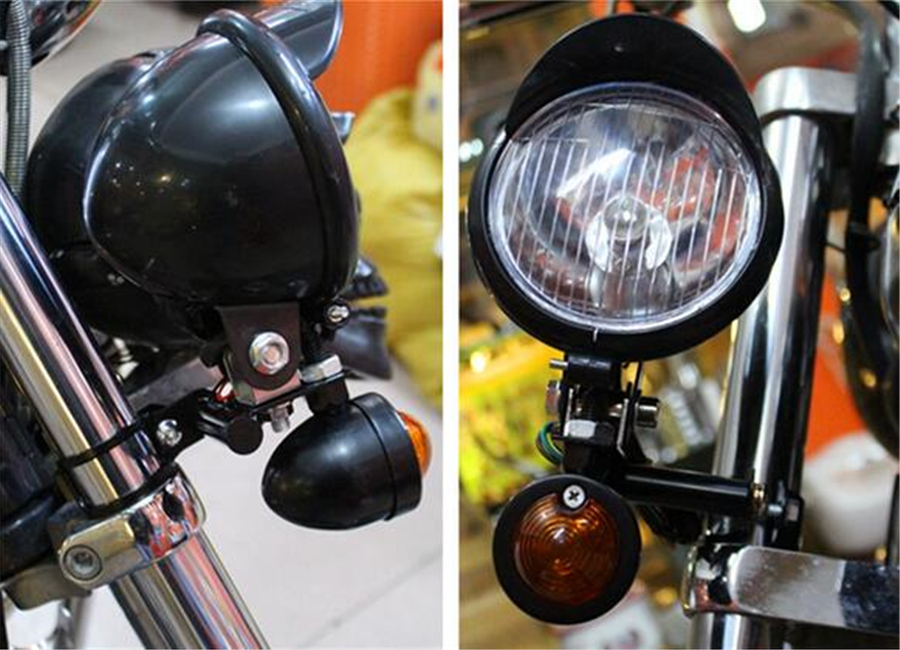 Silver Motorcycle Fog Driving Turn Signal Indicator Light w/ Fork Mount