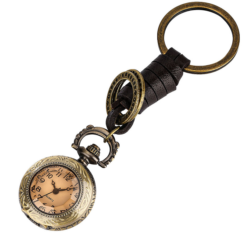 Steampunk Mini Tiny Quartz Pocket Watch Keychain Kids Men