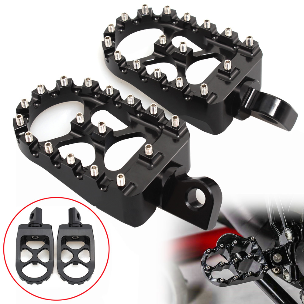 Black MX Style Wide Fat Foot Pegs For Harley Davidson Dyna Sportster ...