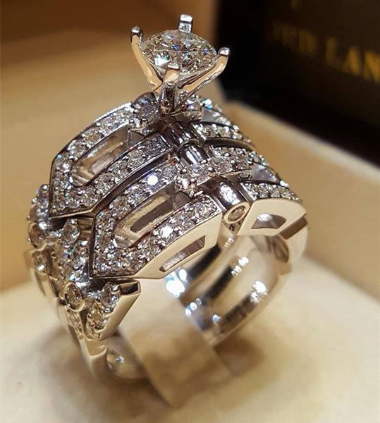 Joblot Jewelry Czech Rhinestone Silver Plated Rings 6 Woman Wholesale