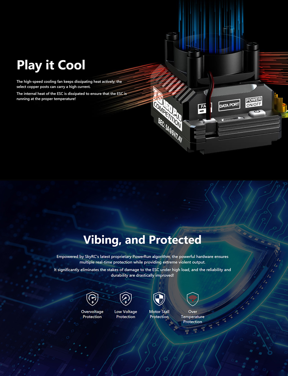 SKYRC TORO TS160 160A ブラシレスセンサー付き ESC SKYRC TORO TS160 160A Brushless Sensored ESC w/6V/7.4V BEC