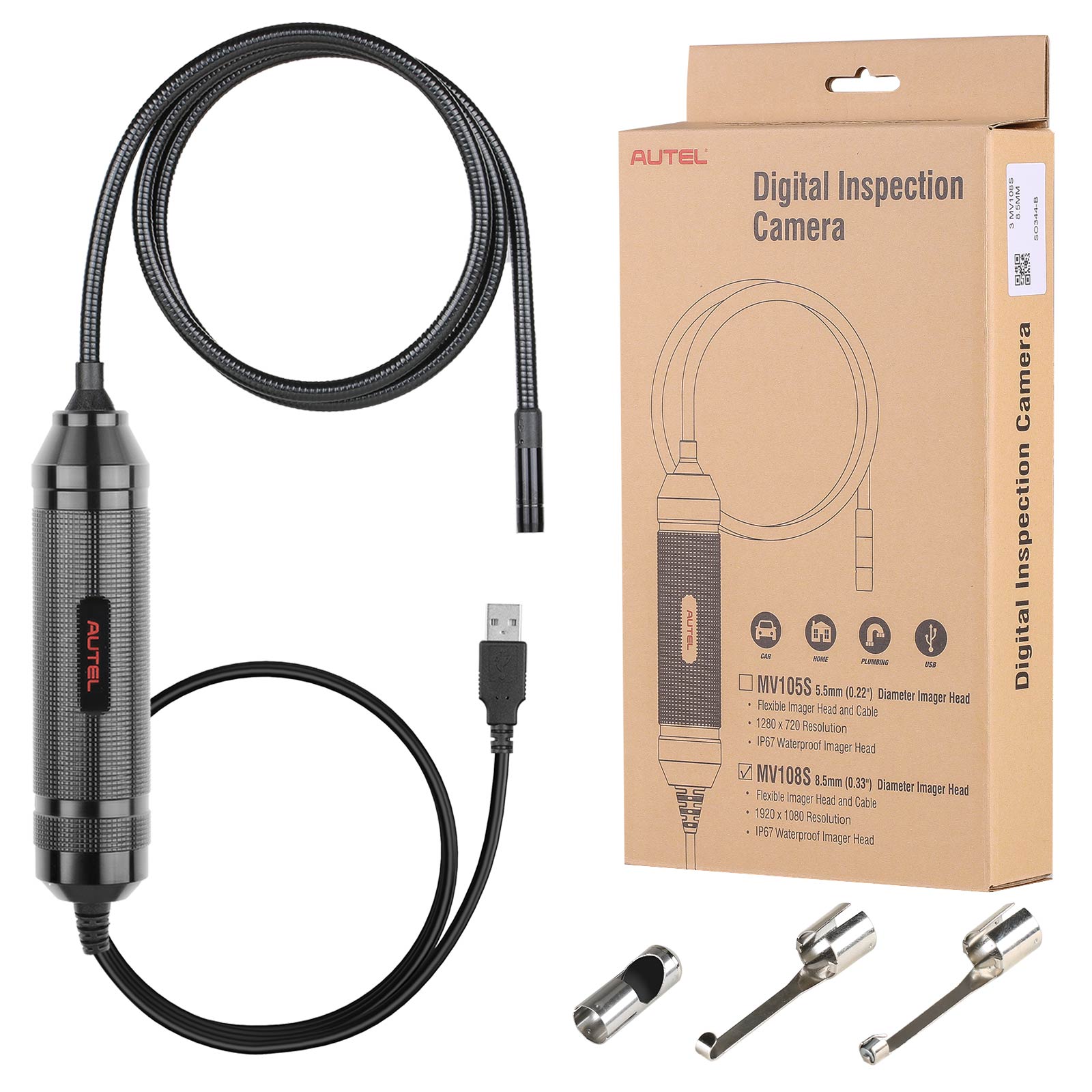 Autel MaxiVideo MV108S 8.5mm Inspection Camera For Autel Scanners & PC – 1 Year Warranty