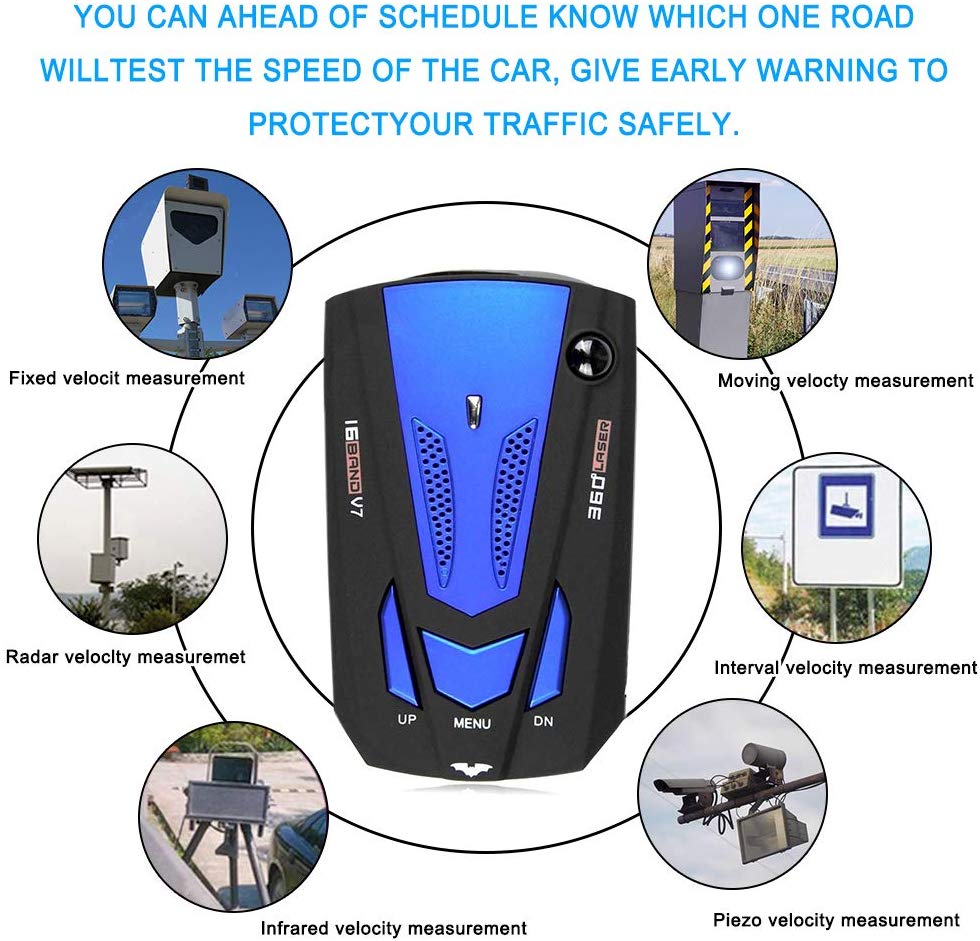 Car Radar 360 Degree V7 GPS Speed 16 Band Police Safe Detector Voice