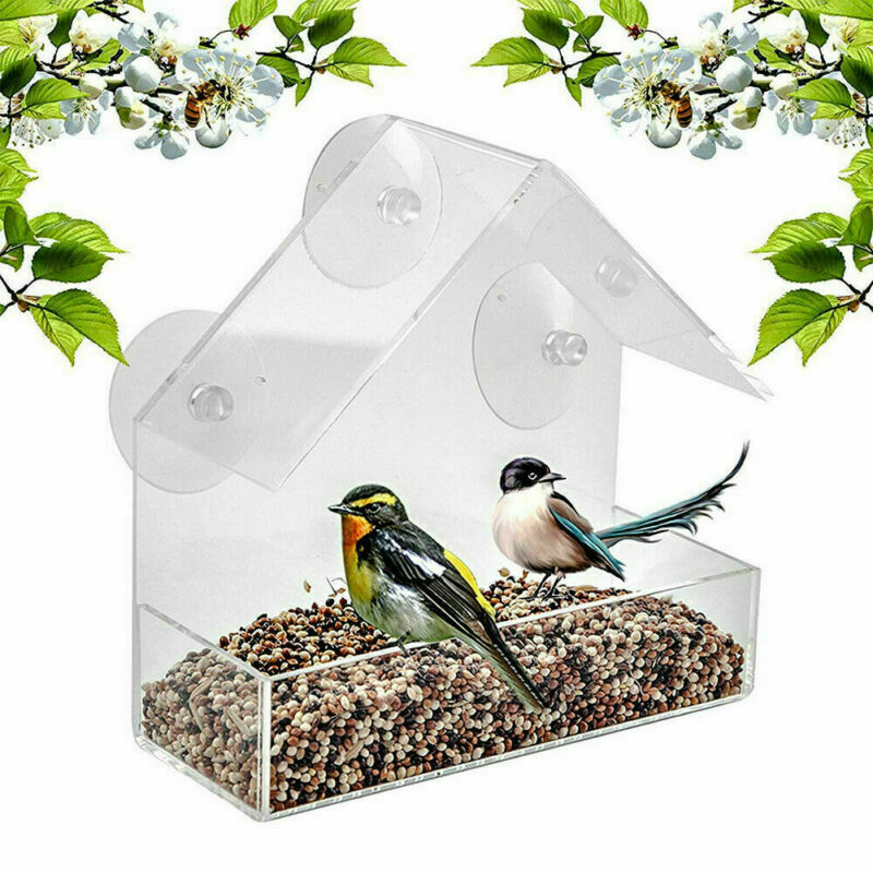 Acrylic Bird Feeder Triangle Birdhouse Hanging Parrot Feeder