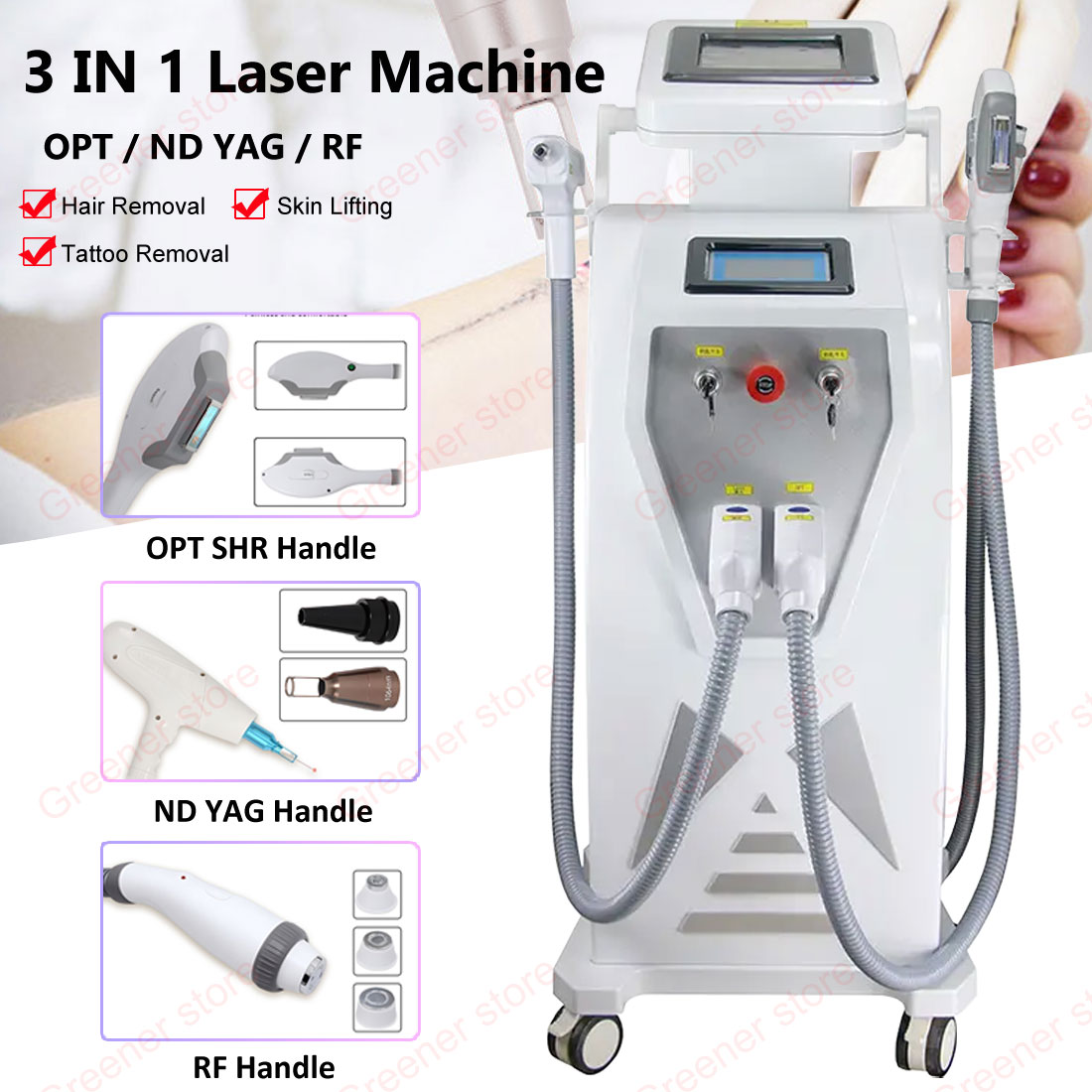 Machine Laser Professionnelle 3en1 - Épilation Permanente Et Traitement Peau - 1064nm & 532nm