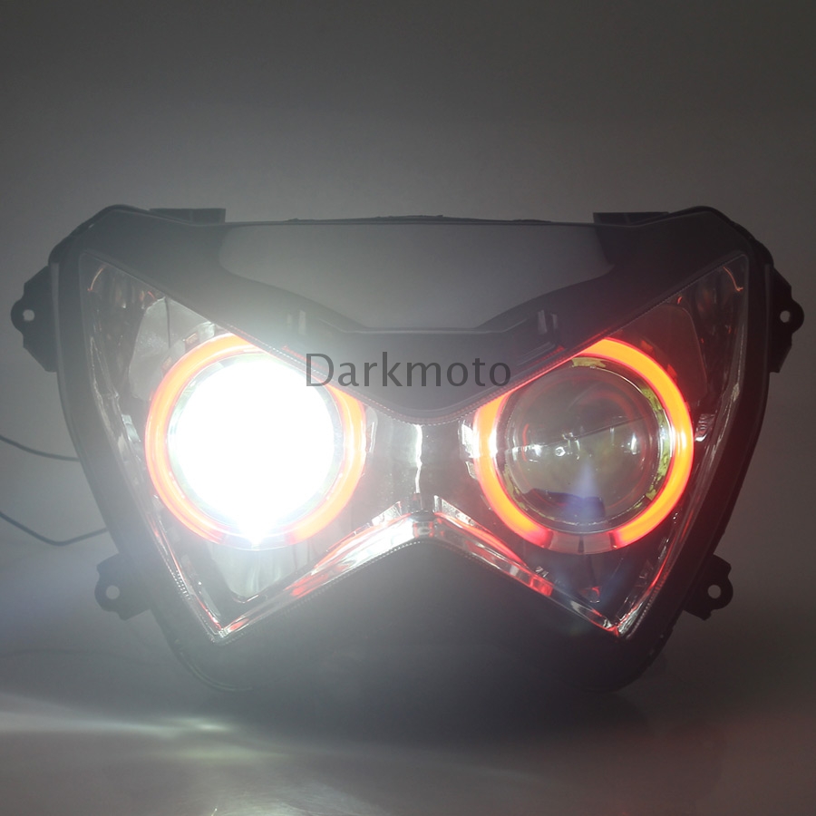 Headlight Assembled HID Light Projector Red Angel Eyes For