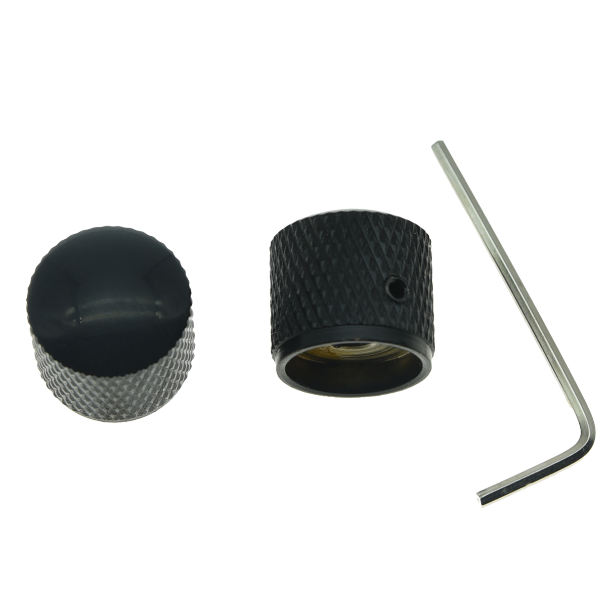 2Pack Black 20mm Set Screw P Bass Guitar Knobs Dome Knobs for