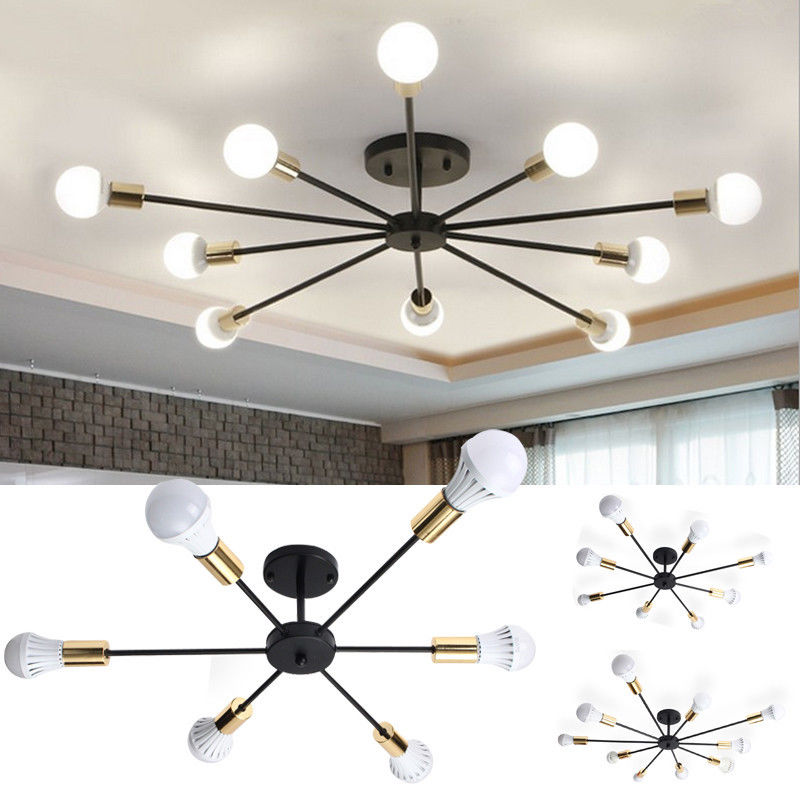 E27 6 Lights Vintage Industrial Edison Barn Metal Flush Mount